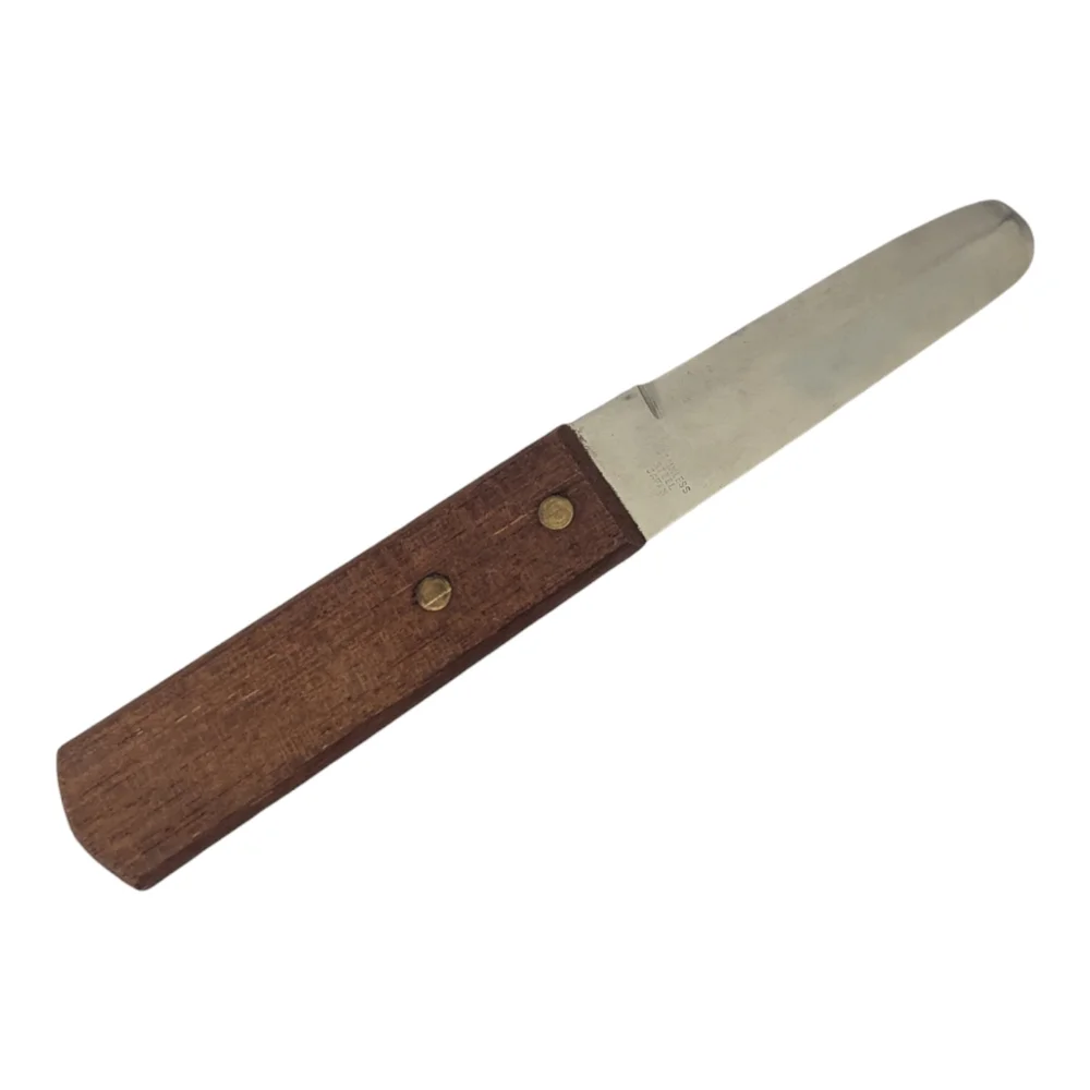 Vintage Stainless Steel Japan Clam Knife W 2 Rivets Wooden Handle 7.5